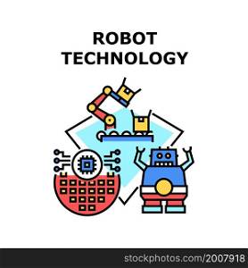 Robot technology future. artificial hand. virtual machine. business digital computer. cyborg network robot technology vector concept color illustration. Robot technology icon vector illustration