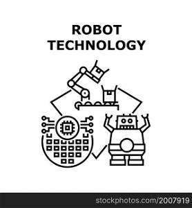 Robot technology future. artificial hand. virtual machine. business digital computer. cyborg network robot technology vector concept black illustration. Robot technology icon vector illustration