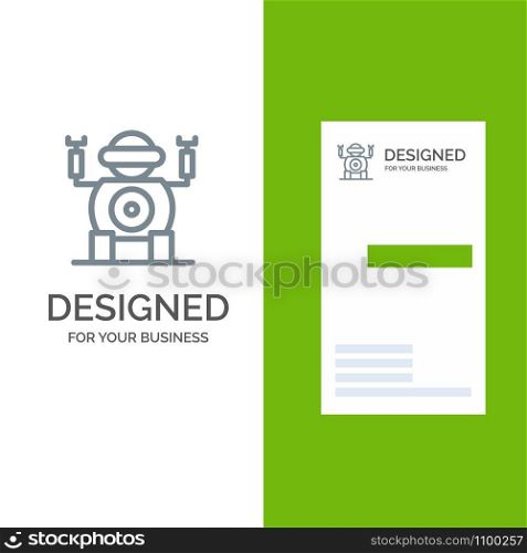 Robot, Technology, Toy Grey Logo Design and Business Card Template