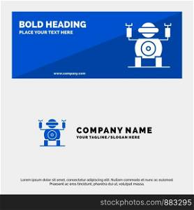 Robot, Technology, Toy SOlid Icon Website Banner and Business Logo Template