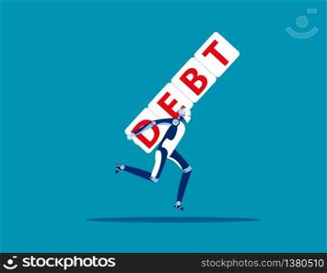 Robot under the burden of loan. Concept business debt vector illustration, Business character style, Cartoon design.