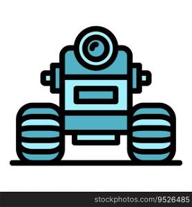 Robot wheel icon outline vector. Future mascot. Cyborg support color flat. Robot wheel icon vector flat