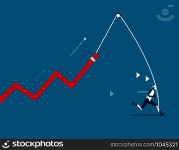 Robot with a growing chart. Concept business strategy vector.