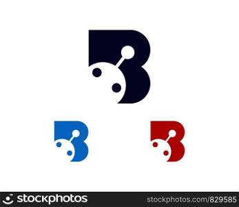 Robot with B letter logo vector template