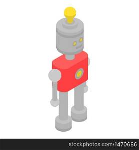 Robot with bulb lamp icon. Isometric of robot with bulb lamp vector icon for web design isolated on white background. Robot with bulb lamp icon, isometric style