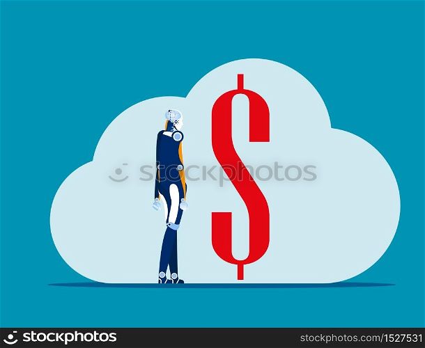Robot with dollar sign. Concept business vector, Currency, Finance and economy.