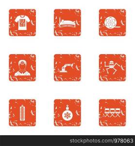 Robotic devices icons set. Grunge set of 9 robotic devices vector icons for web isolated on white background. Robotic devices icons set, grunge style