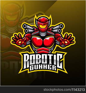 Robotic gunner esport mascot logo design