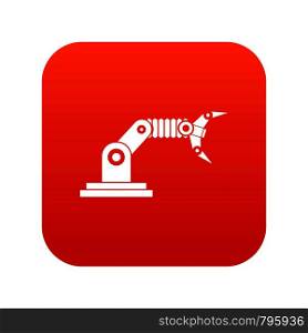 Robotic hand manipulator icon digital red for any design isolated on white vector illustration. Robotic hand manipulator icon digital red