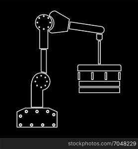 Robotic hand manipulator white icon .