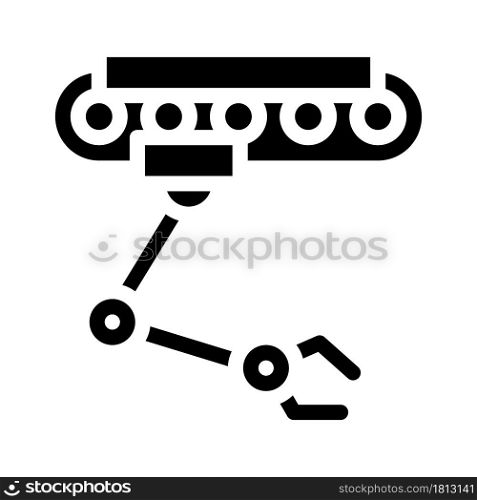 robotic hand on rail glyph icon vector. robotic hand on rail sign. isolated contour symbol black illustration. robotic hand on rail glyph icon vector illustration