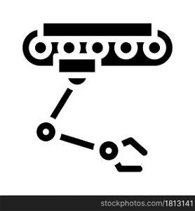 robotic hand on rail glyph icon vector. robotic hand on rail sign. isolated contour symbol black illustration. robotic hand on rail glyph icon vector illustration
