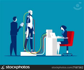 Robotics and technology. Concept business vector illustration, Robot, Technology, Artificial intelligence.