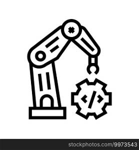 robotics arm technology line icon vector. robotics arm technology sign. isolated contour symbol black illustration. robotics arm technology line icon vector illustration