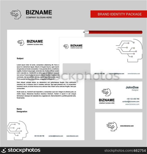 Robotics Business Letterhead, Envelope and visiting Card Design vector template