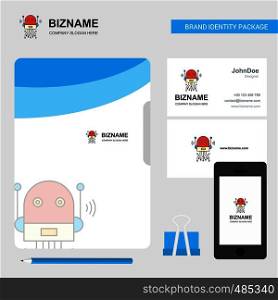Robotics Business Logo, File Cover Visiting Card and Mobile App Design. Vector Illustration