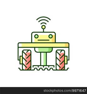 Robotics in agriculture RGB color icon. Automation in agronomy industry. Engineering in biotechnology. High-tech. Isolated vector illustration. Robotics in agriculture RGB color icon