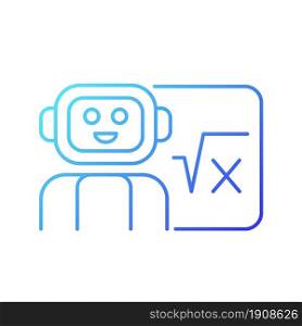 Robotics in education gradient linear vector icon. Robot teacher. Implement artificial intelligence in classroom. Thin line color symbol. Modern style pictogram. Vector isolated outline drawing. Robotics in education gradient linear vector icon