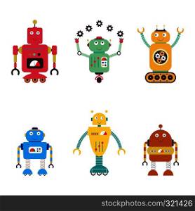 Robots collection. android isolated on white background.Cartoon vector illustration. Robots collection. android isolated on white background