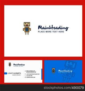 Robots Logo design with Tagline & Front and Back Busienss Card Template. Vector Creative Design