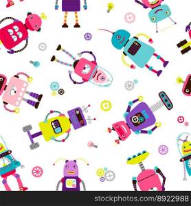 Robots or aliens kids pattern vector image