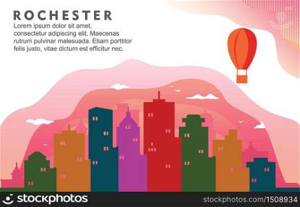 Rochester New York City Building Cityscape Skyline Dynamic Background Illustration