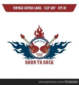 rock and roll guitar theme label sticker vector graphic art design illustration