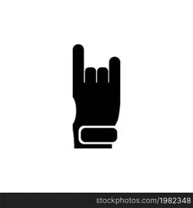 Rock and Roll Heavy Metal. Hand Horns. Flat Vector Icon. Simple black symbol on white background. Rock and Roll Heavy Metal. Hand Horns Flat Vector Icon