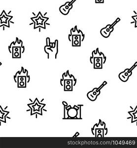 Rock And Roll Vector Seamless Pattern Thin Line Illustration. Rock And Roll Vector Seamless Pattern