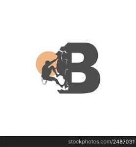 Rock climber climbing letter B illustration template