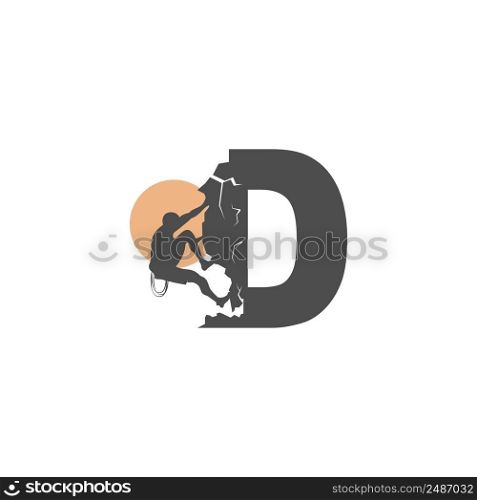 Rock climber climbing letter D illustration template
