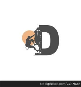Rock climber climbing letter D illustration template
