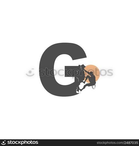 Rock climber climbing letter G illustration template