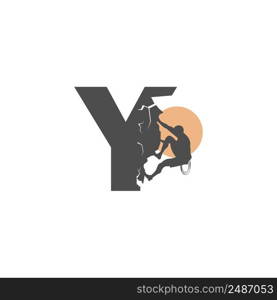 Rock climber climbing letter Y illustration template