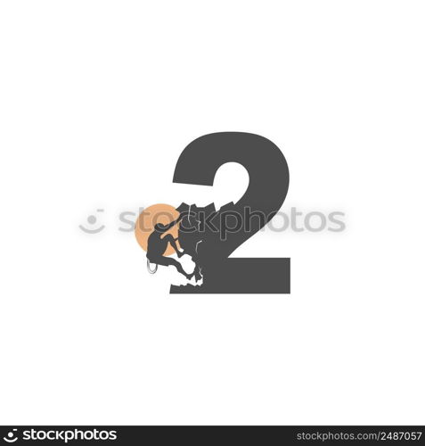 Rock climber climbing number 2 illustration template