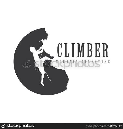 Rock climbing logo vector flat design template