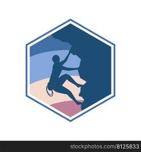 Rock climbing logo vector flat design template