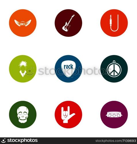 Rock display icons set. Flat set of 9 rock display vector icons for web isolated on white background. Rock display icons set, flat style
