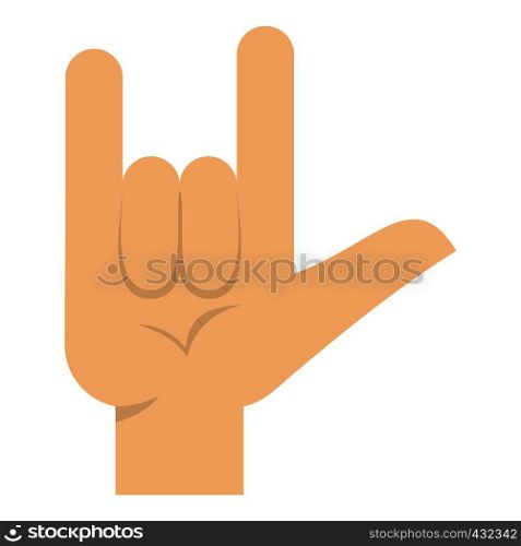 Rock gesture icon flat isolated on white background vector illustration. Rock gesture icon isolated
