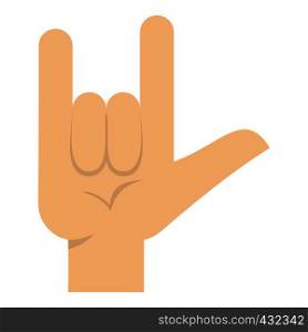 Rock gesture icon flat isolated on white background vector illustration. Rock gesture icon isolated