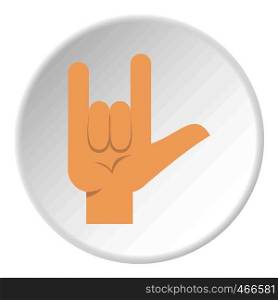 Rock gesture icon in flat circle isolated on white background vector illustration for web. Rock gesture icon circle