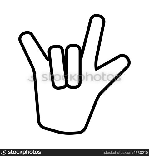 Rock Hand Icon. Bold outline design with editable stroke width. Vector Illustration.