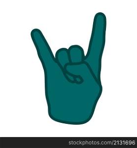 Rock Hand Icon. Editable Bold Outline With Color Fill Design. Vector Illustration.