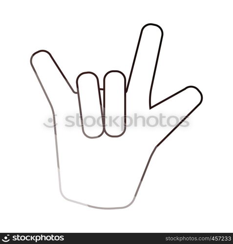 Rock hand icon. Flat color design. Vector illustration.