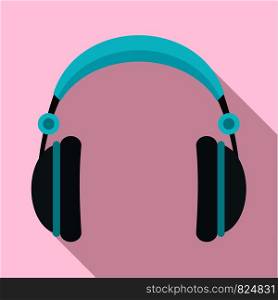 Rock headphones icon. Flat illustration of rock headphones vector icon for web design. Rock headphones icon, flat style