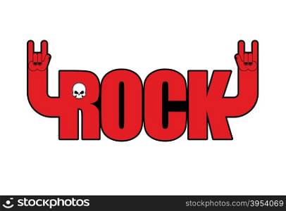 Rock. Letters with hands. Hand rock sign. Logo for rock musicians. Logo for ro and fame&#xA;