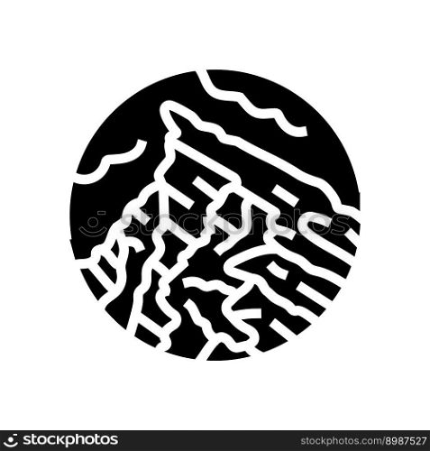 rock mountain landscape glyph icon vector. rock mountain landscape sign. isolated symbol illustration. rock mountain landscape glyph icon vector illustration