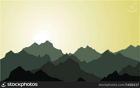 Rock Mountain Landscape in Morning Simple Illustration