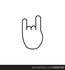 Rock music finger line icon. Vector horn sign on white background. Rock music finger line icon. Vector horn sign for your design