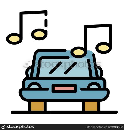 Rock music in the car icon. Outline rock music in the car vector icon color flat isolated. Rock music in the car icon color outline vector
